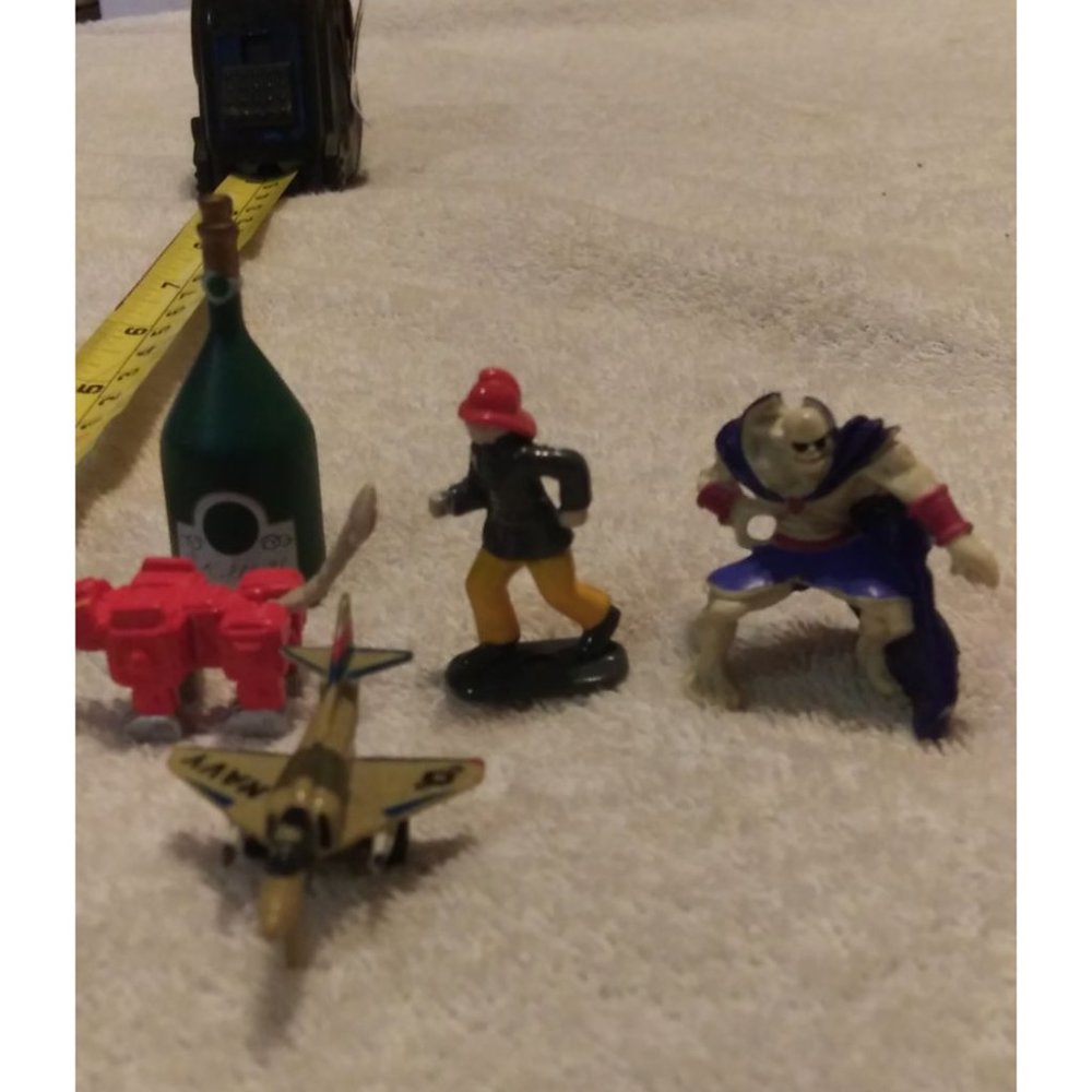 Mini Die-cast lot Action figures, Navy Plane, Voltron Lion, fireman, skeleton